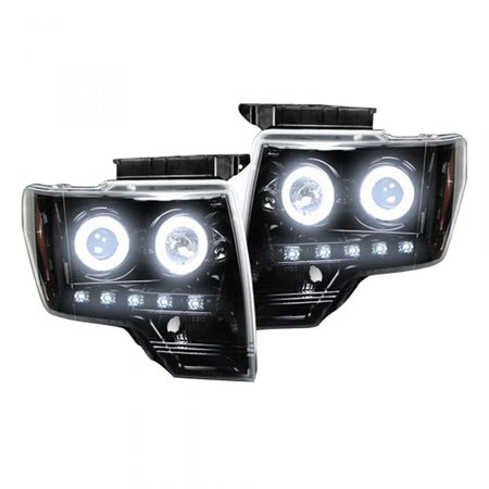 RECON 09-14 F150/RAPTOR PROJECTOR HEADLIGHTS W/CCFL HALOS/DRL-SMOKED/BLACK D 264190BKCC